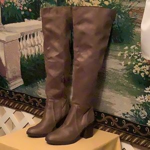 Brown Suede Chunky Heel Boots
